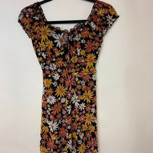 No boundaries Dress Womens Babydoll Fairy Milkmaid Dark Floral Romantic Size S